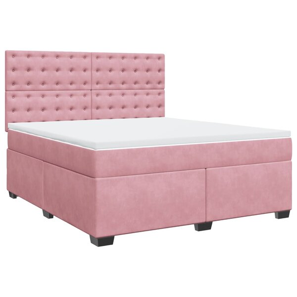 vidaXL Sommier à lattes de lit avec matelas Rose 180x200 cm Velours