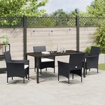 vidaXL Set de salle à manger de jardin 5 pièces noir rotin poly