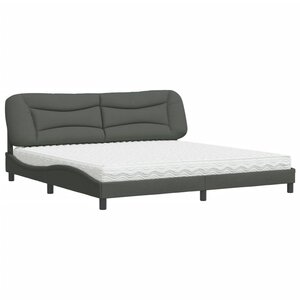 vidaXL Lit avec matelas Hvar gris foncé 200x200 cm tissu