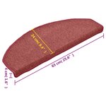 vidaXL Tapis d'escalier 15 pièces 65 x 24 x 4 cm Bordeaux Demi-rond Grand