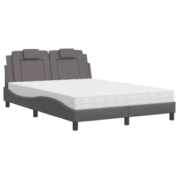 vidaXL Lit avec matelas gris 140x190 cm similicuir