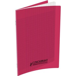 Cahier 48 pages seyès 90 g  couverture polypropylène rose  format 17 x 22 cm CONQUERANT