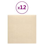 vidaXL Panneaux muraux 12 Pièces Crème 30x30 cm Tissu 1 08 m²