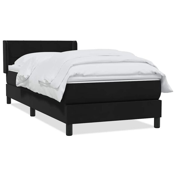 vidaXL Sommier à lattes de lit avec matelas noir 90x220 cm velours