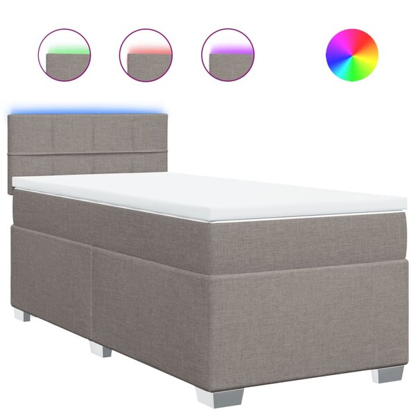 vidaXL Sommier à lattes de lit avec matelas Taupe 90x200 cm Tissu