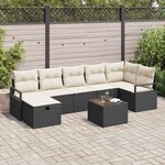 vidaXL Ensemble de canapé de jardin avec coussin 8 Pièces Noir et crème