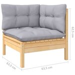 vidaXL Salon de jardin 12 Pièces avec coussins gris Bois de pin massif