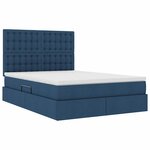 vidaXL Lit avec rangement et matelas Bleu 140 x 200 cm tissu