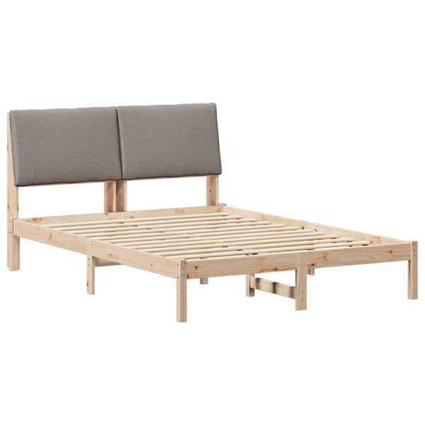 vidaXL Cadre de lit Marron et taupe 150 x 200 cm Bois massif en pin
