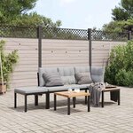 vidaXL Ensemble de banc de jardin avec coussins 3 Pièces noir
