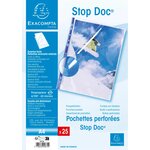 Sachet 25 pochettes perforées Stop doc ouverture en coin PP lisse 6/100e A4 EXACOMPTA