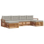 vidaXL Ensemble de canapés d'extérieur 6 pc Gris Naturel et Clair