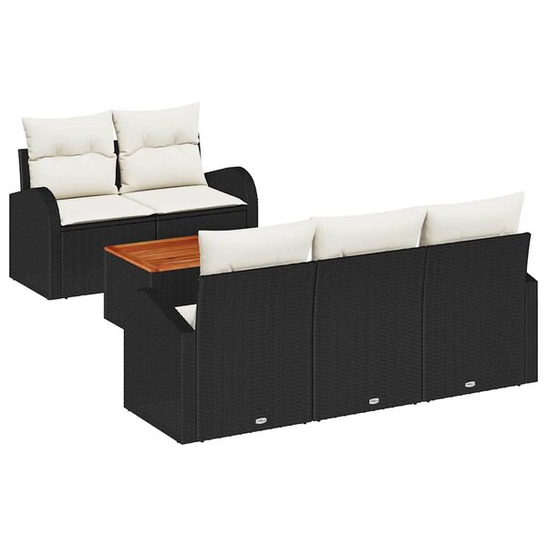 vidaXL Ensemble de canapé de jardin 6 Pièces Noir Poly rotin