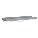 vidaXL Étagères à rebord pour cadre photo 2 Pièces Gris 40x9x3 cm MDF