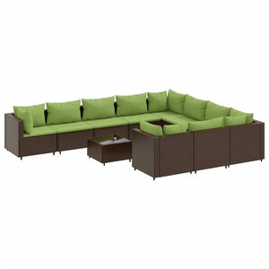 vidaXL Salon de jardin et coussins 11 Pièces marron résine tressée