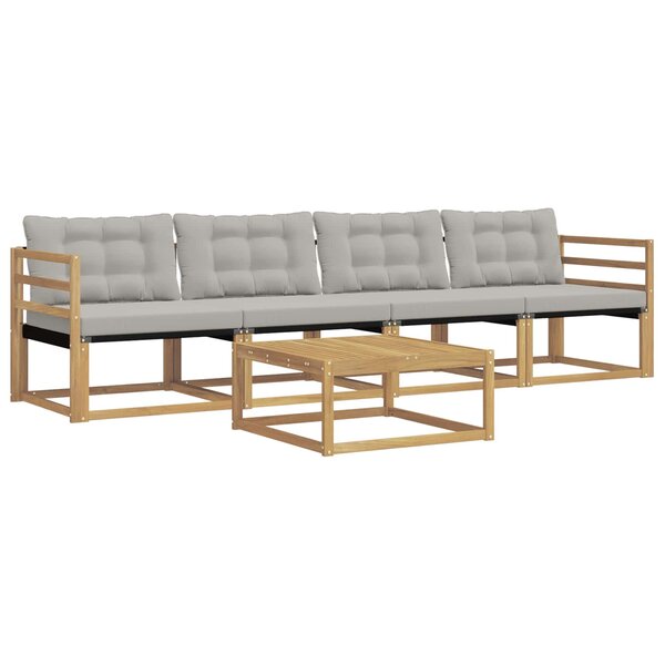 vidaXL Ensemble de canapés d'extérieur 5 pc Blanc et gris clair