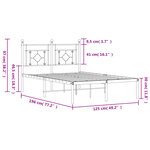 vidaXL Cadre de lit métal sans matelas avec tête de lit noir 120x190cm