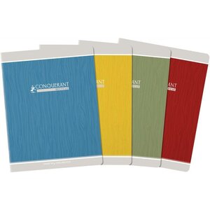 Cahier piqûre 96 pages seyès 90 g  papier et couverture recyclés  format 17 x 22 cm CONQUERANT RECYCLE