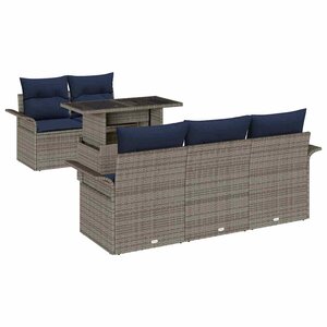 vidaXL Ensemble de canapé de jardin avec coussin 6 Pièces Gris Poly rotin