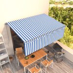vidaXL Auvent manuel rétractable avec store 4x3 m Bleu et blanc