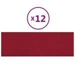 vidaXL Panneaux muraux 12 Pièces Rouge bordeaux 90x30 cm Velours 3 24 m²