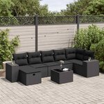 vidaXL Salon de jardin 8 Pièces avec coussins noir résine tressée