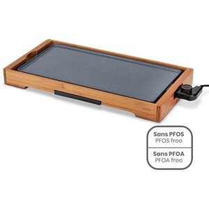 Plancha bambou revêtement céramique 2200W - Plaque amovible fonte d'alu - Thermostat ajustable