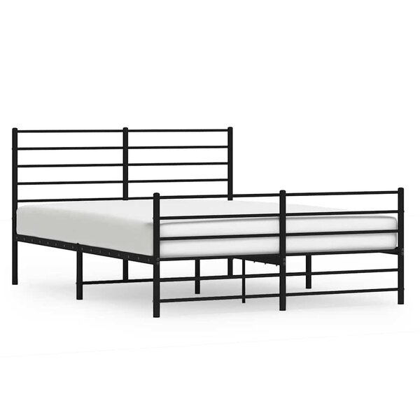 vidaXL Cadre de lit métal sans matelas avec pied de lit noir 140x190cm