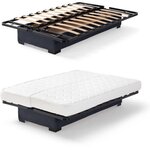 Banquette clic clac 3 places - Matelas 17 cm - Tissu gris anthracite - 199 x 96 x 103 cm - CHLoe