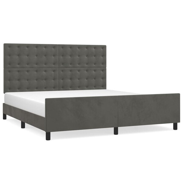 vidaXL Cadre de lit sans matelas gris foncé 160x200 cm velours