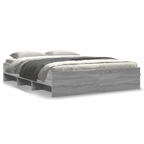 vidaXL Cadre de lit sans matelas sonoma gris 150x200 cm