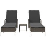 vidaXL Ensemble de chaises longues Ensemble de 3 Gris et gris foncé