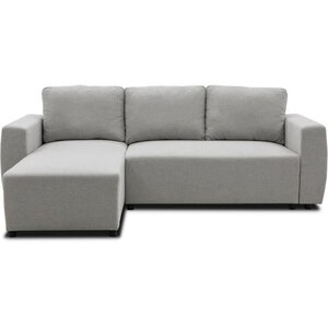 Canapé d'angle convertible réversible 3-4 places - PHARELL - Tissu souris - Coffre de rangement - 224 x 155 x 85 cm