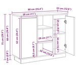vidaXL Buffet avec LED Chêne Noir 90x32x75 cm Bois d'ingénierie