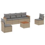 vidaXL Salon de jardin avec coussins 7Pièces mélange beige résine tressée