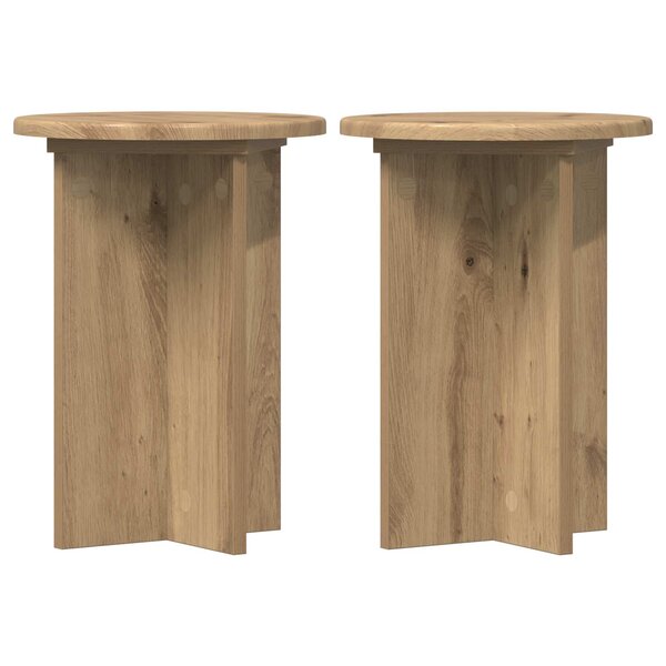 vidaXL Support de Plante 2 pièces Chêne artisanal Ø29 5 x 40 cm