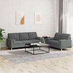 vidaXL Ensemble de canapés 2 Pièces coussins gris foncé tissu