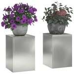 vidaXL Support de Plante 2 Pièces Argent 24 x 24 x 35 cm Acier galvanisé