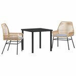 vidaXL Ensemble de salle à manger pour jardin 3 Pièces Marron polyrotin