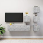 vidaXL Ensemble de meubles TV 6 Pièces Gris béton Bois d'ingénierie