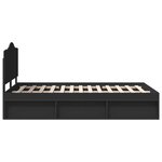 vidaXL Cadre de lit avec tête de lit Noir 135 x 190 cm Pin massif
