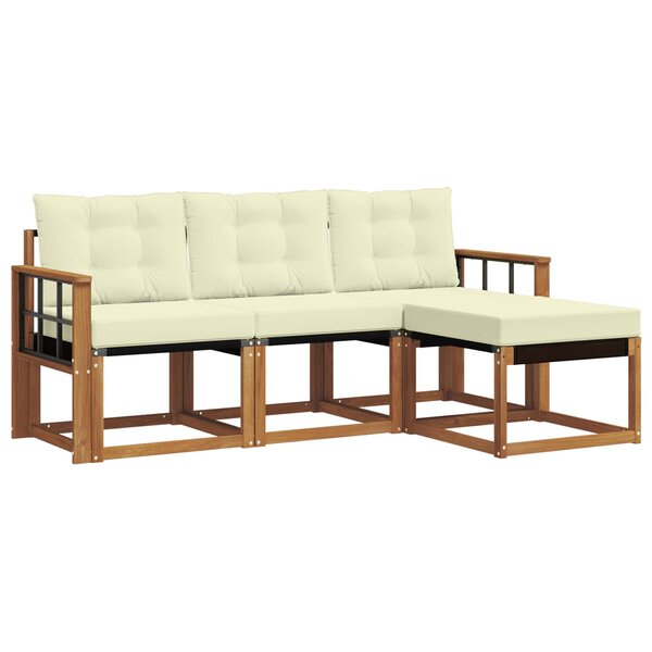 vidaXL Ensemble de canapés d'extérieur 4 pc Naturel et Crème