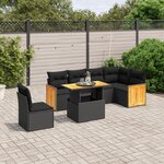vidaXL Salon de jardin 7 Pièces avec coussins noir résine tressée
