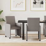 vidaXL Chaises de Salle à Manger avec Roues 2 Pièces Taupe tissu