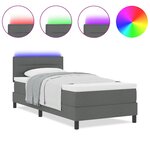 vidaXL lit à ressorts avec matelas & LED gris foncé 80x200 cm tissu
