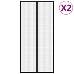 vidaXL Rideaux de porte anti-insectes 2 Pièces et aimants noir 220x110 cm