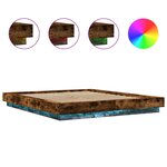 vidaXL Cadre de lit et lumières LED sans matelas chêne fumé 150x200 cm