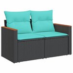 vidaXL Salon de jardin avec coussins 12 Pièces noir résine tressée