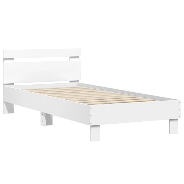 vidaXL Cadre de lit avec tête de lit blanc 90x190 cm bois d'ingénierie