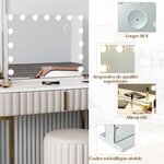 Miroir de maquillage avec 15 led miroir hollywood à intensité variable 3 couleurs commande tactile intelligente loupe mural ou de table blanc 20_0008909